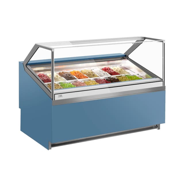 Ice cream counter IVY - 1560mm - Air circulation -   for 16x 5 liter containers - Blue