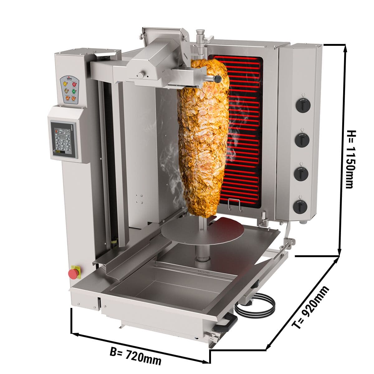 Electric kebab robot - 4 burners - max. 95 kg