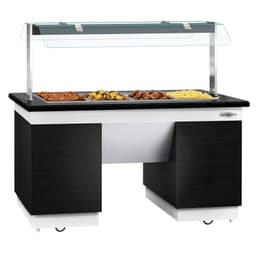 Bufetový pult - s Bain Marie - 1600mm - s LED osvětlením - pro 4x GN 1/1