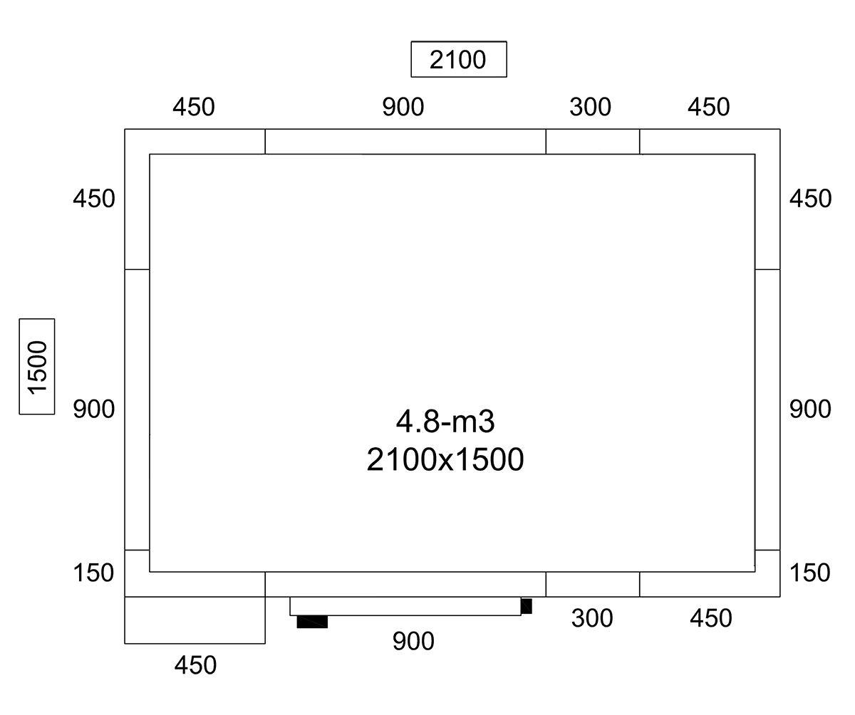 Chladicí box - 2,1 x 1,5 m - výška: 2,01 m - 4,8 m³