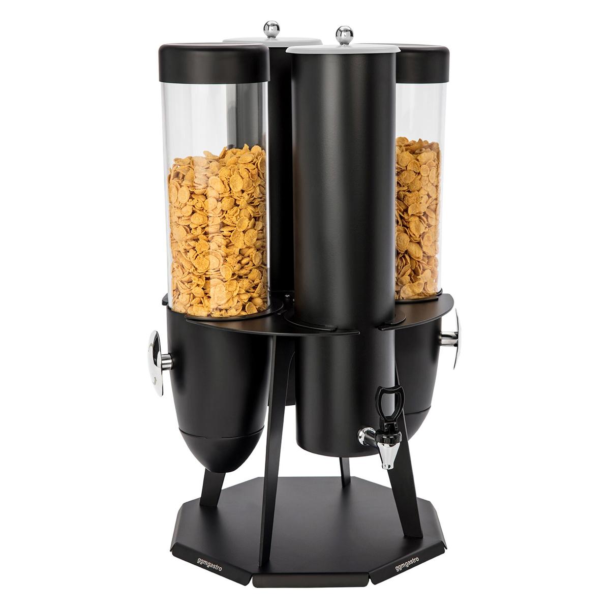 Muesli & cornflakes dispenser - double - rotating - Ø 120mm - black - rotating dispenser