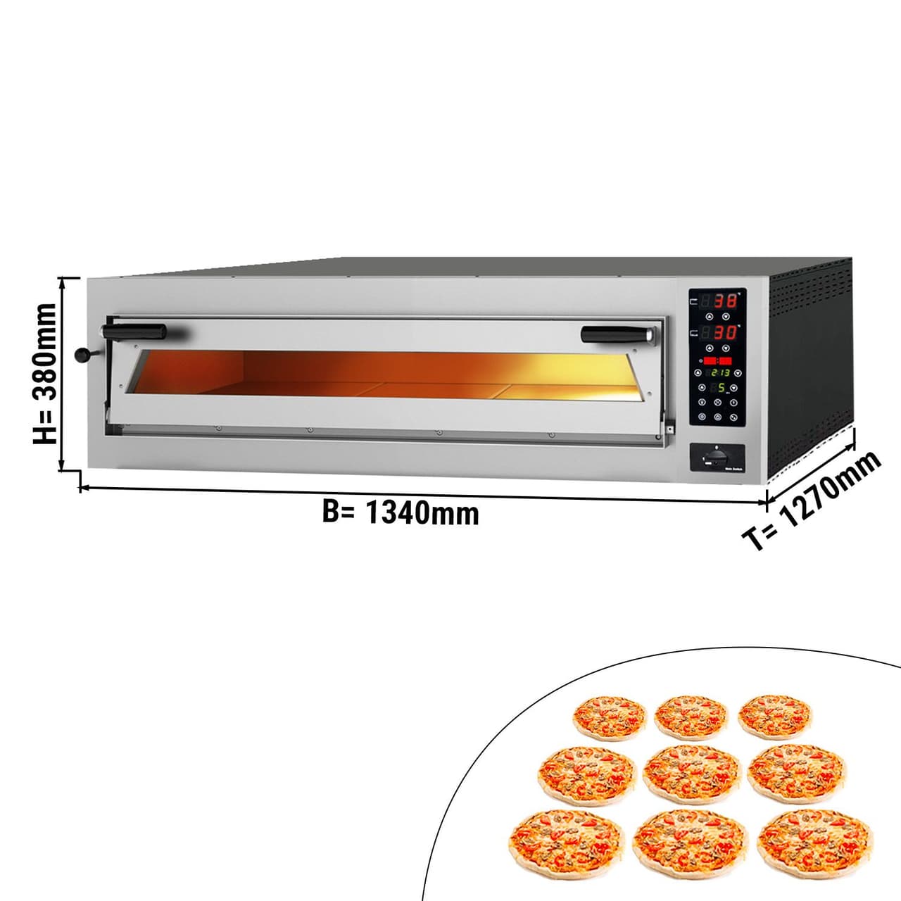 Elektrická pec na pizzu 9x 35 cm - s dotykovým displejem (široká)