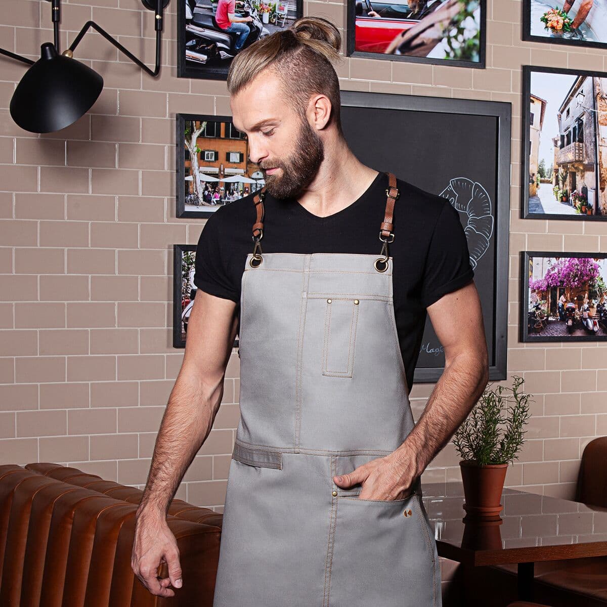 Karlowsky - Bib Apron Urban X-Style - Stone Gray