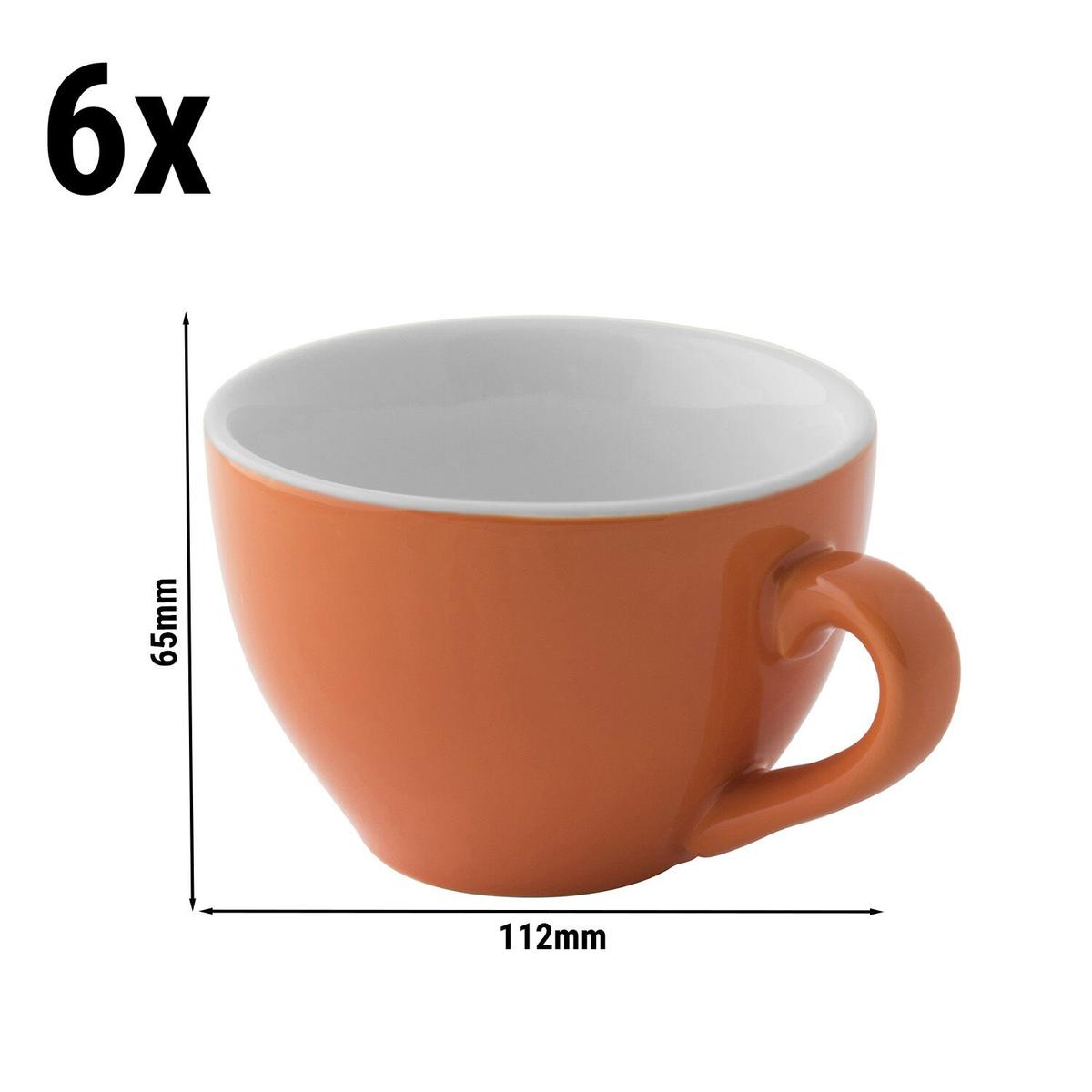 (6 Kusů) COLORS - Cappuccino šálek - 180ml - oranžový