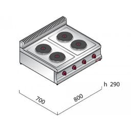 Elektrický sporák - 4 plotýnky kulaté (10,4 kW)