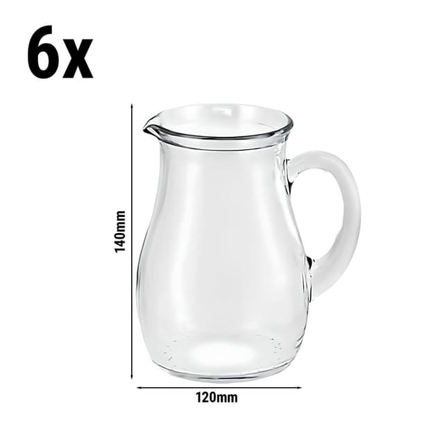 (6 Stück) Glas Krug/ Karaffe - VILLAGE - 500ml - mit Henkel