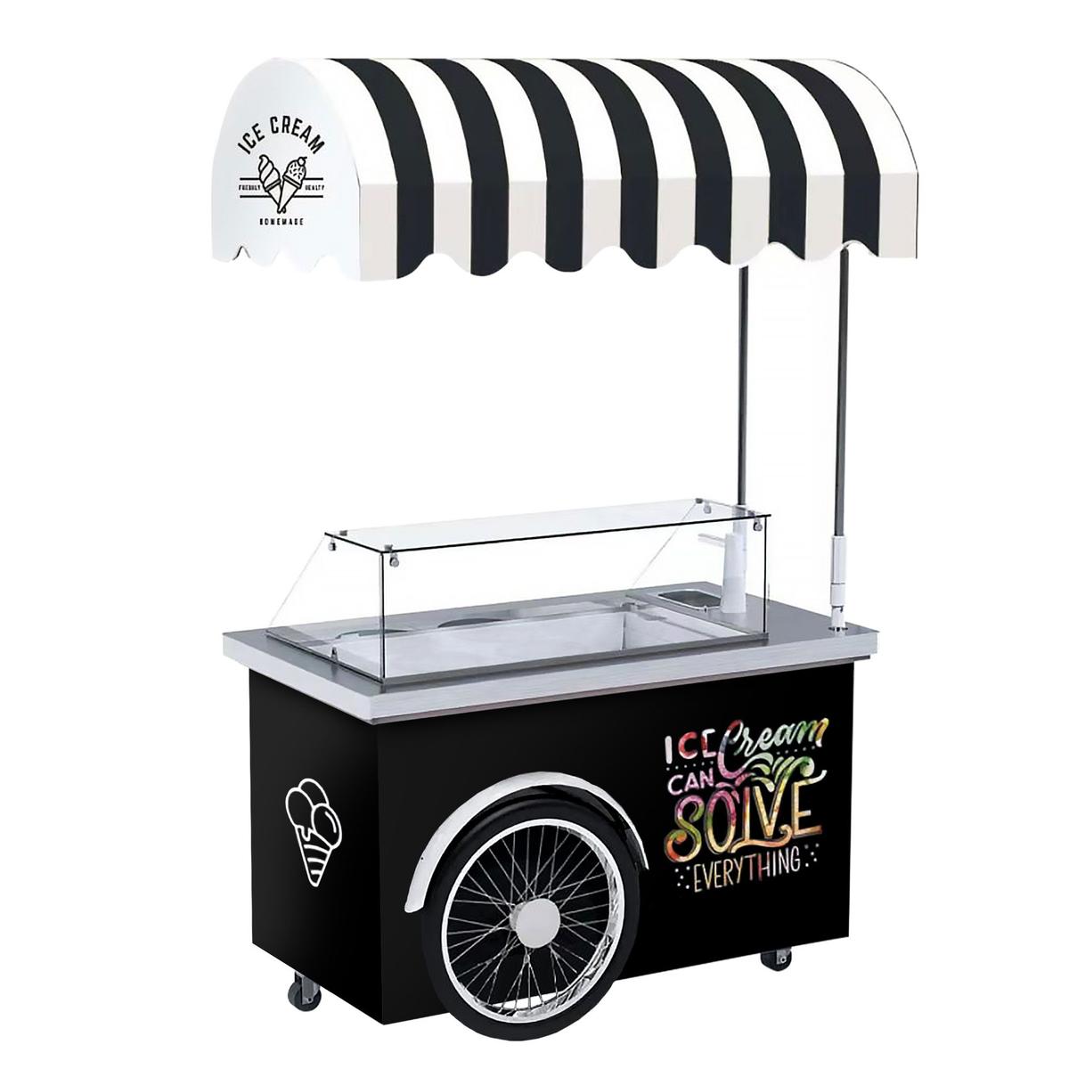 Ice cream trolley - 1570mm - with sink - for  7x5 Litre ice cream  containers