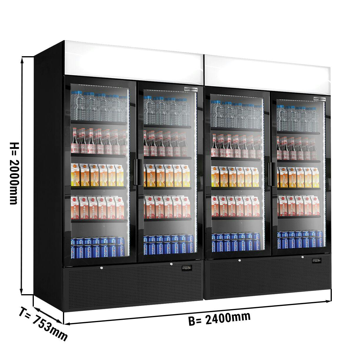(2 pieces) Beverage refrigerator - 2096 litres (total) - black