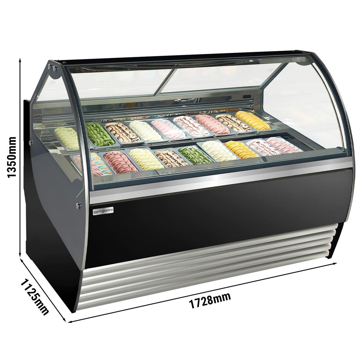 Ice cream counter NOLAN- 1730mm - air circulation -  for 18x 5 liter containers - black