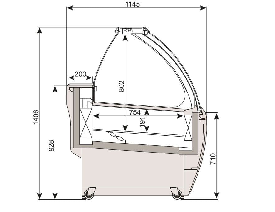 Zmrzlinový pult - Leo - 1330mm - s LED osvětlením - pro 10x 5L nádoby 