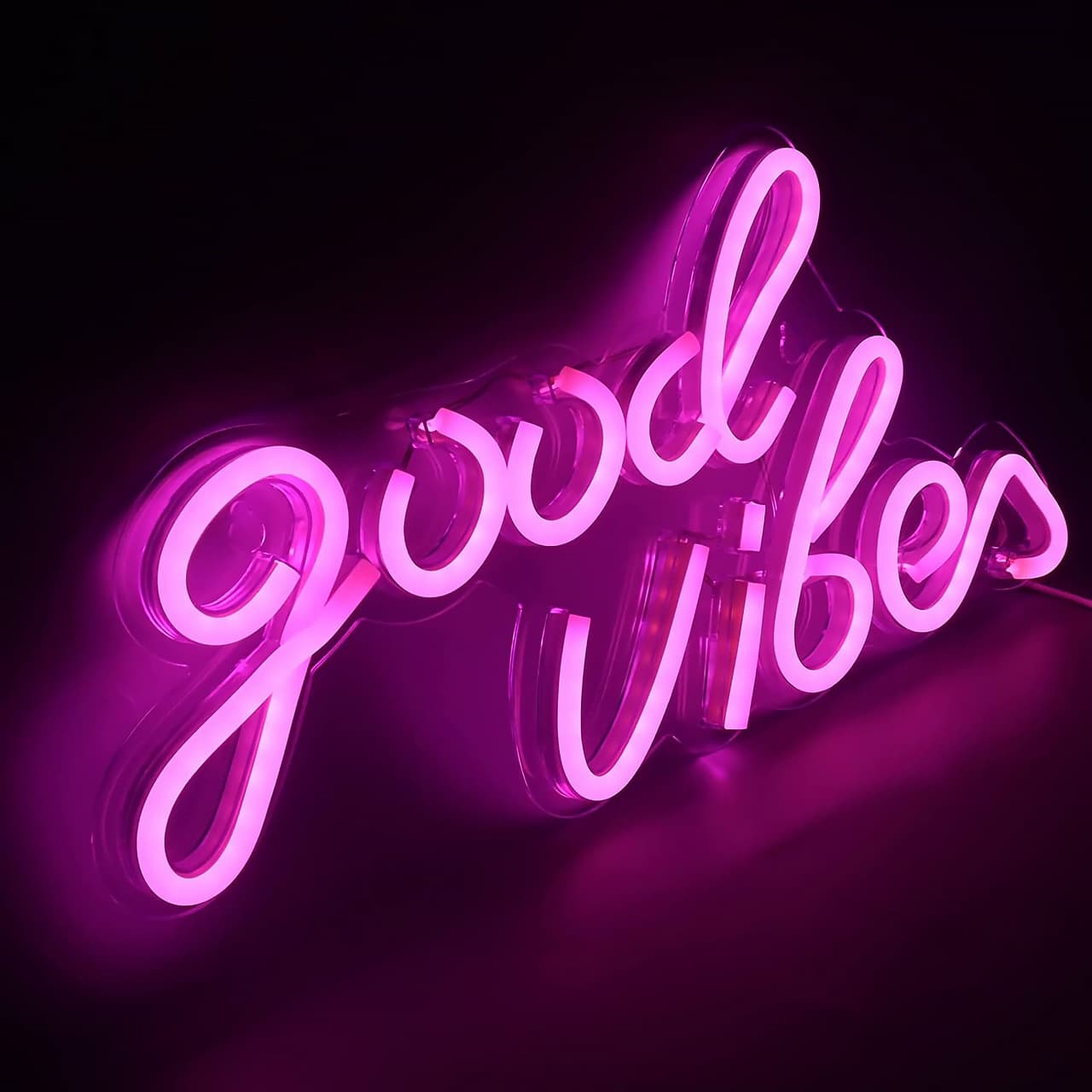  Světelný nápis LED - Good Vibes 2 - růžový - 330x180mm