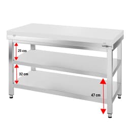 Worktable PREMIUM stainless steel - 1200x600mm - with undershelf without backsplash incl. cutting plate