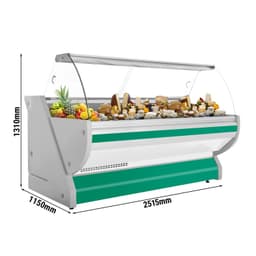 Chladicí vitrína - 2500 mm - s osvětlením - zelený čelní panel