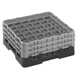 CAMBRO | CAMRACK® - Koš na sklo 1/1 se 3 nástavci - 500x500mm - 36 přihrádek - černý