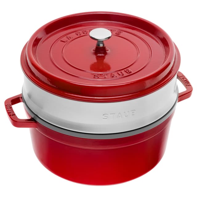 STAUB | LA COCOTTE - Kokotka s napařovací vložkou - Ø 260 mm - litina - třešňově červená