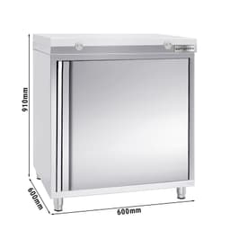 Stainless steel work cabinet PREMIUM - 600x600mm - with hinged door without backsplash incl. cutting plate