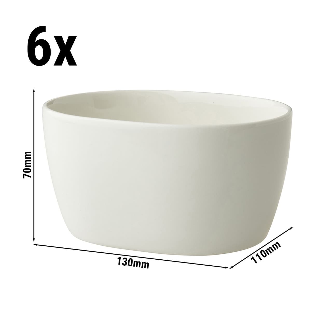 (6 Stück) LUX - Schüssel oval Maastricht - 100ml - 130x100mm - Elfenbein