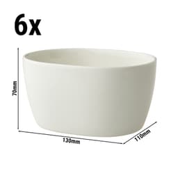 (6 Stück) LUX - Schüssel oval Maastricht - 100ml - 130x100mm - Elfenbein