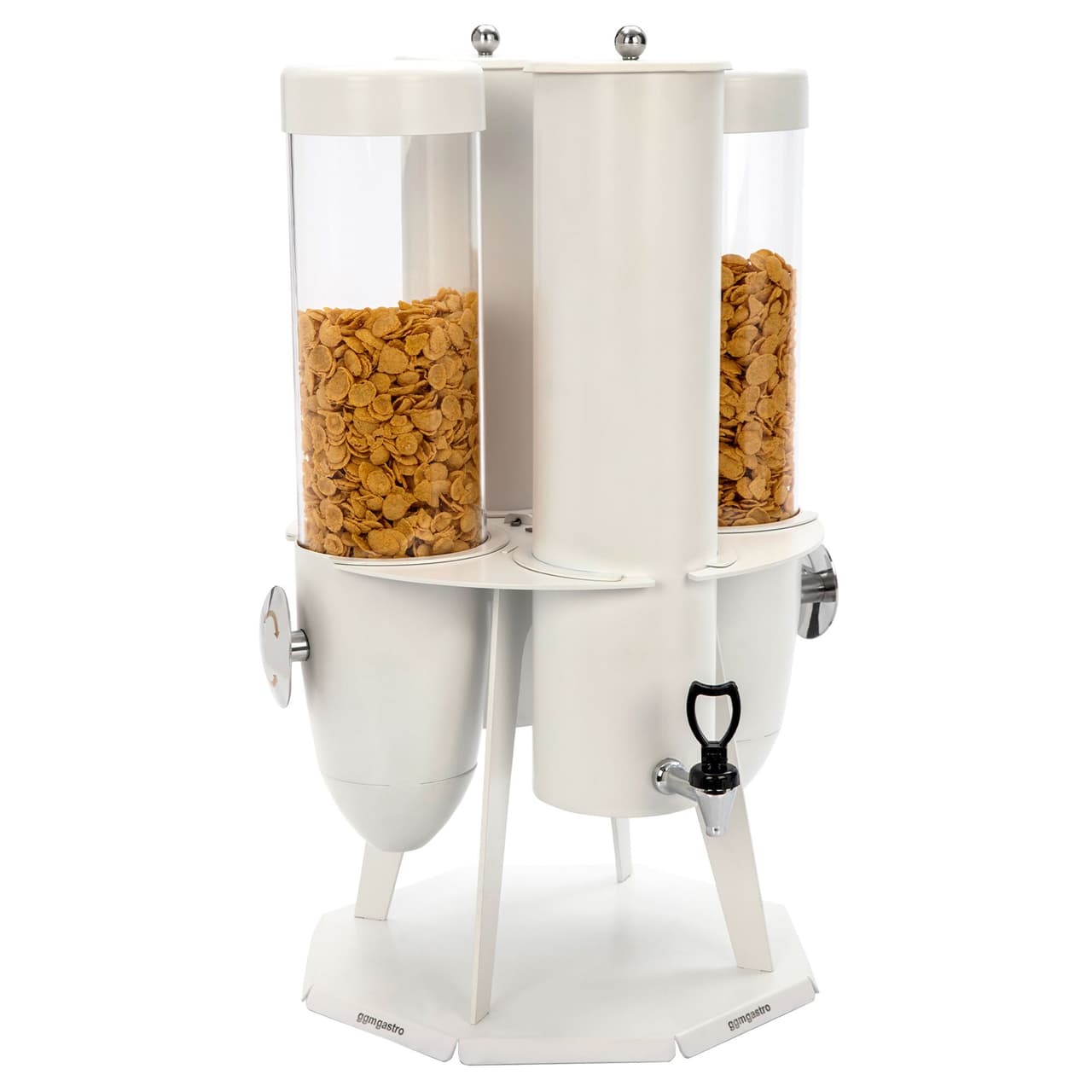 Muesli & cornflakes dispenser - double - rotating - Ø 120mm - white - rotating dispenser