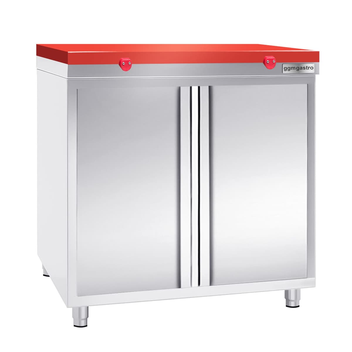 Stainless steel work cabinet PREMIUM - 800x600mm - with hinged door without backsplash incl. cutting plate