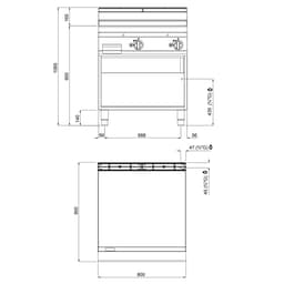 Gas Bratplatte - 20 kW - Glatt - mit glänzendem Finish