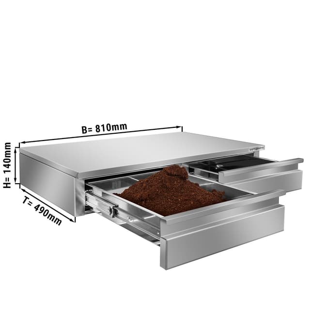 Kaffeesatzschublade - Doppelt - 810x490x140mm - mit Abklopfer