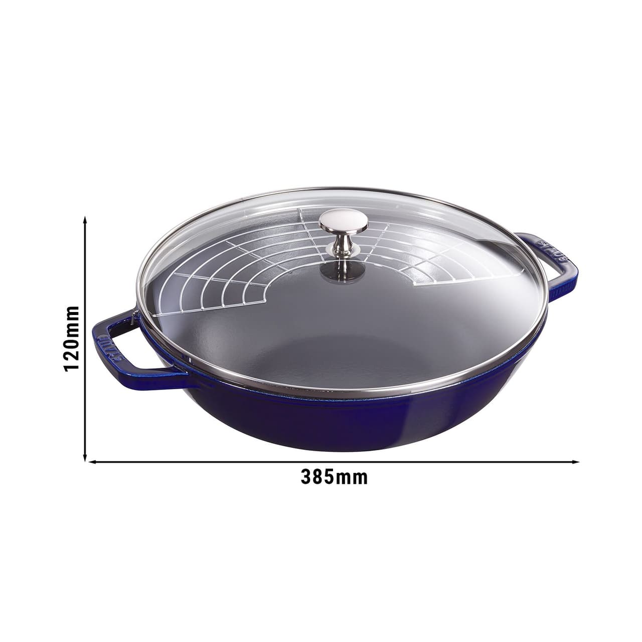 STAUB | SPECIALITY - Wok se skleněnou poklicí - Ø 300 mm - litina - tmavě modrý