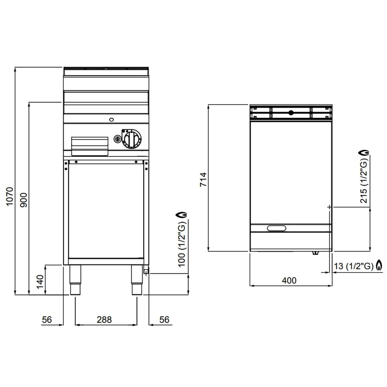 Plynový gril - hladký - s lesklým povrchem (6,9 kW)