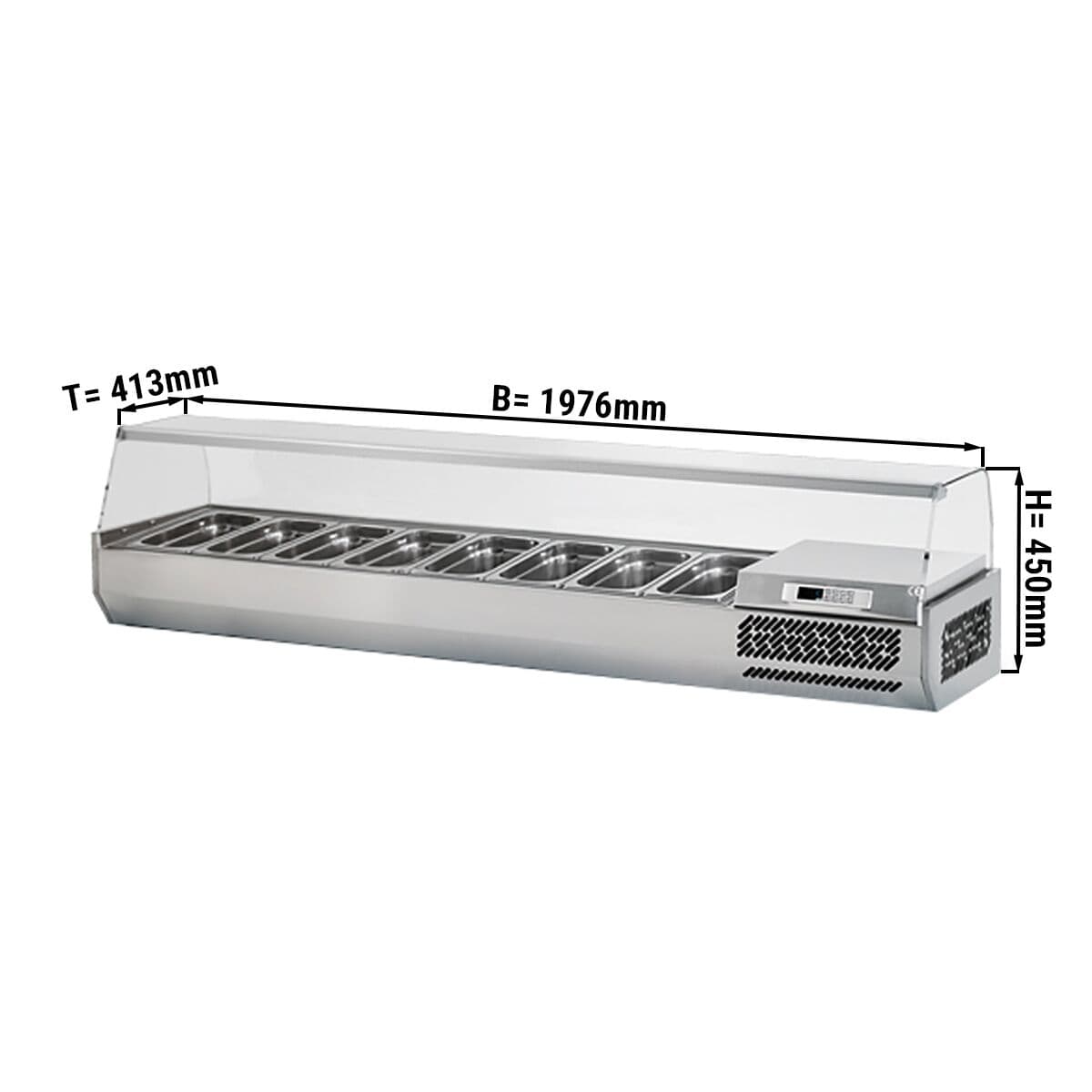 Chladicí vitrína 2,0 x 0,41 m - pro 8 x GN 1/3 nádobu