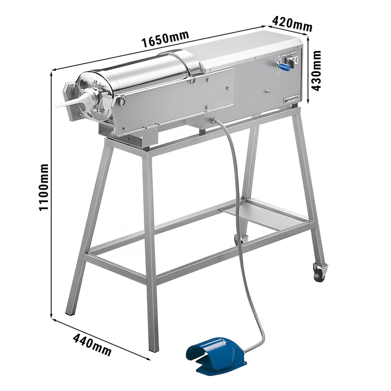 Elektrická plnička klobás - 50L - horizontální - včetně nožního ovládání