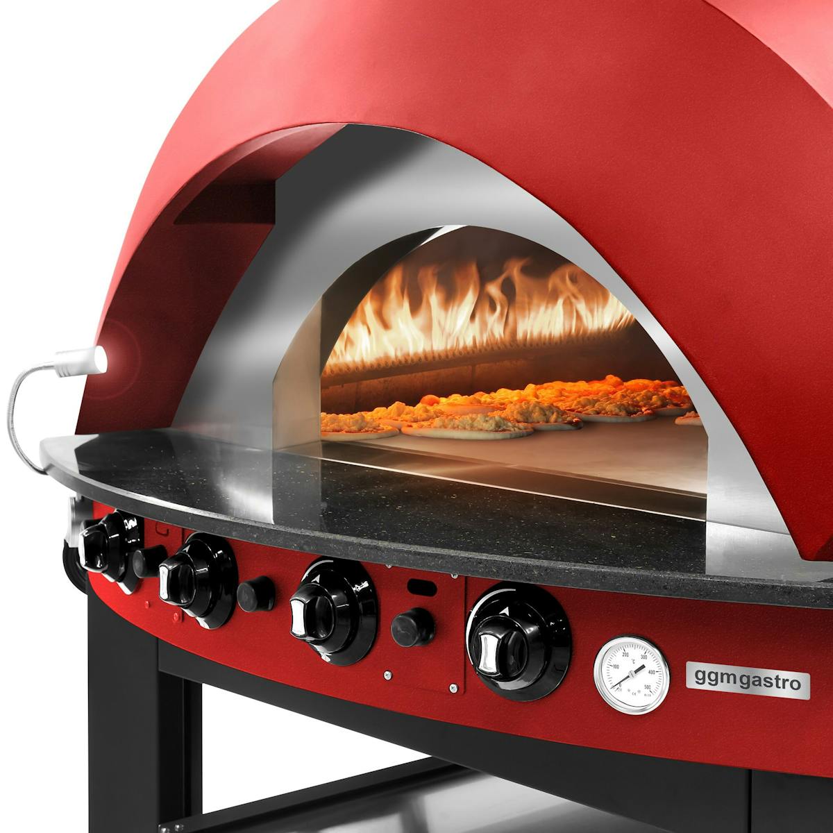 Gas pizza oven - red - 11x 25cm - manual - incl. stand