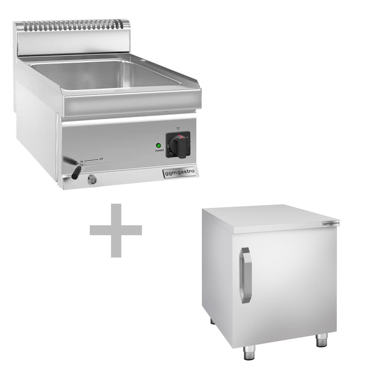 Bain Marie - 1x GN 1/1 nebo 2x GN 1/2 - vč. spodního dílu s 1 dvířky