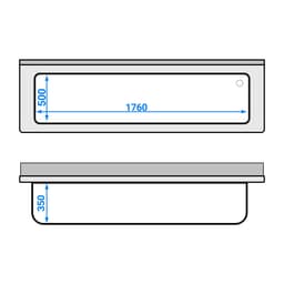 Mycí stůl Premium - 2000x600mm - se spodní policí a  1 dřezem