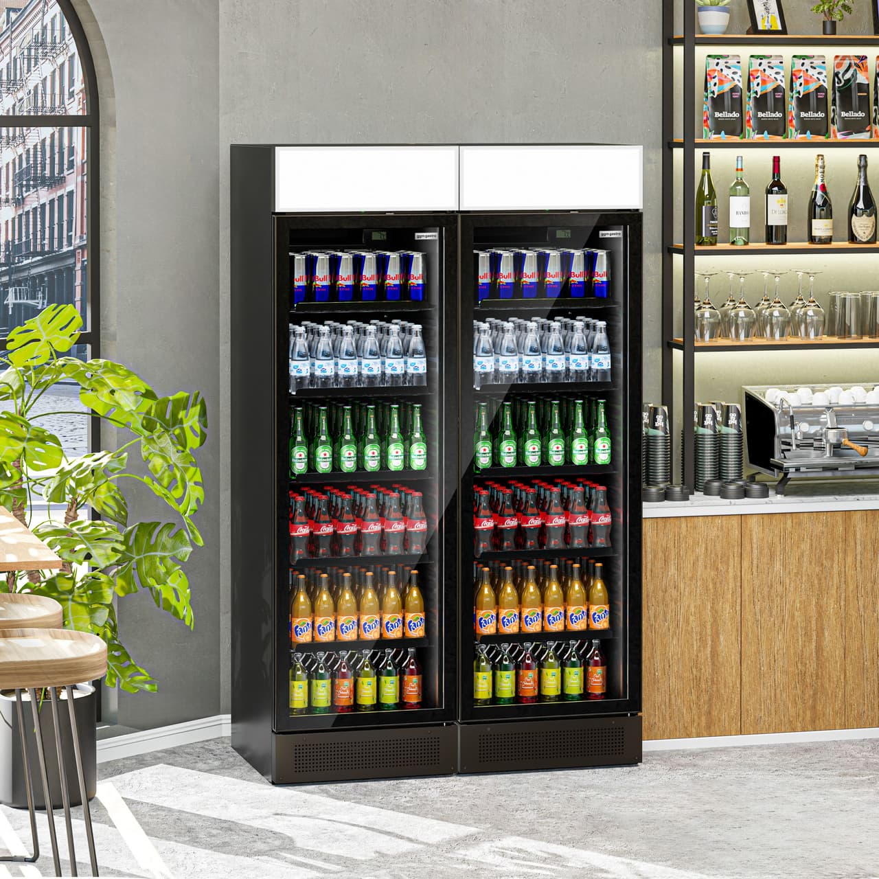 (2 units) Beverage refrigerator - 690 litres - frameless design - with advertising display