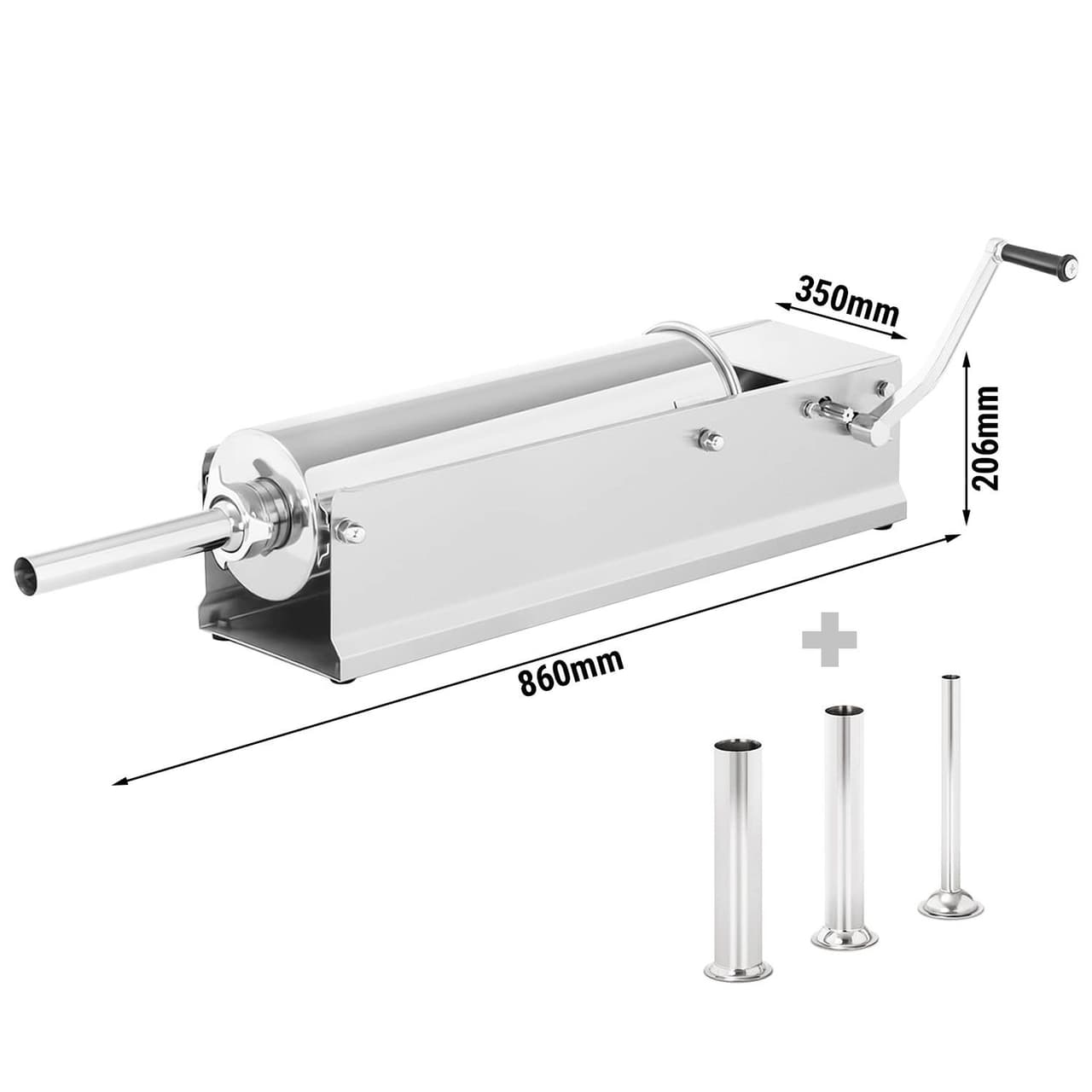 Ruční plnička klobás - 7L - nerezová ocel - vč. 4 nástavců