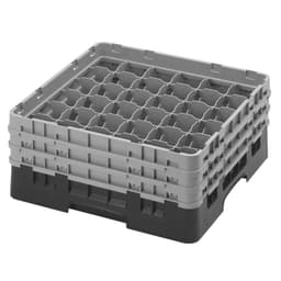 CAMBRO | CAMRACK® - Koš na sklo 1/1 se 3 nástavci - 500x500mm - 36 přihrádek - černý