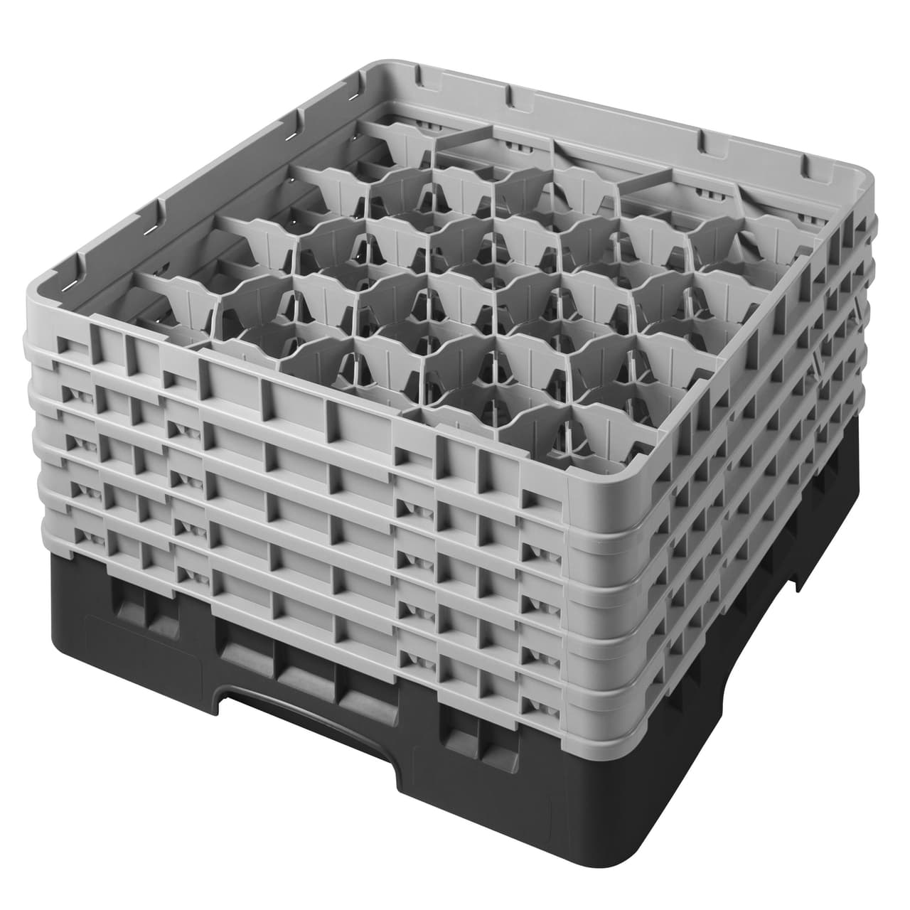 CAMBRO | CAMRACK® - Koš na sklo 1/1 s 5 nástavci - 500x500mm - 20 přihrádek - černý