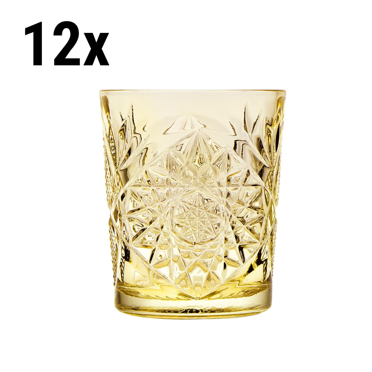 (12 Kusů) Univerzální sklenice na pití - HOBSTAR - 350 ml - žlutá