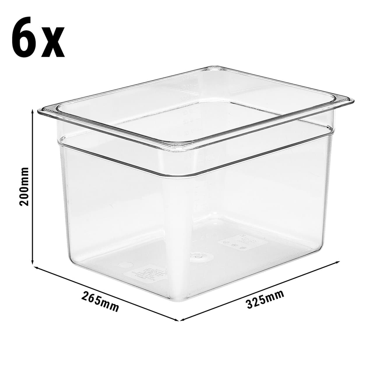 (6 kusů) CAMBRO | | CAMWEAR®  polykarbonátové nádoby GN 1/2 - čiré - hloubka 200 mm