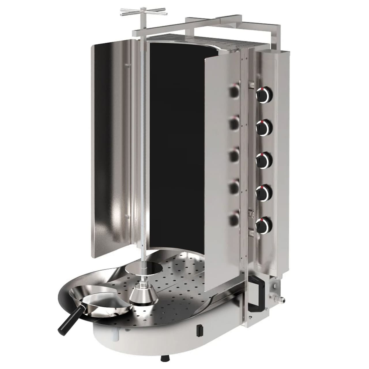 Plynový Gyros / Kebab gril -  s Robax®  sklem - 10 hořáků - max. 90 kg