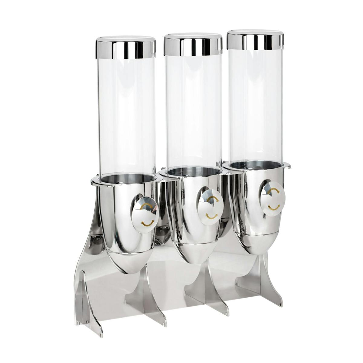 Muesli & cornflakes dispenser - triple -Ø 115mm - chrome - revolving dispenser