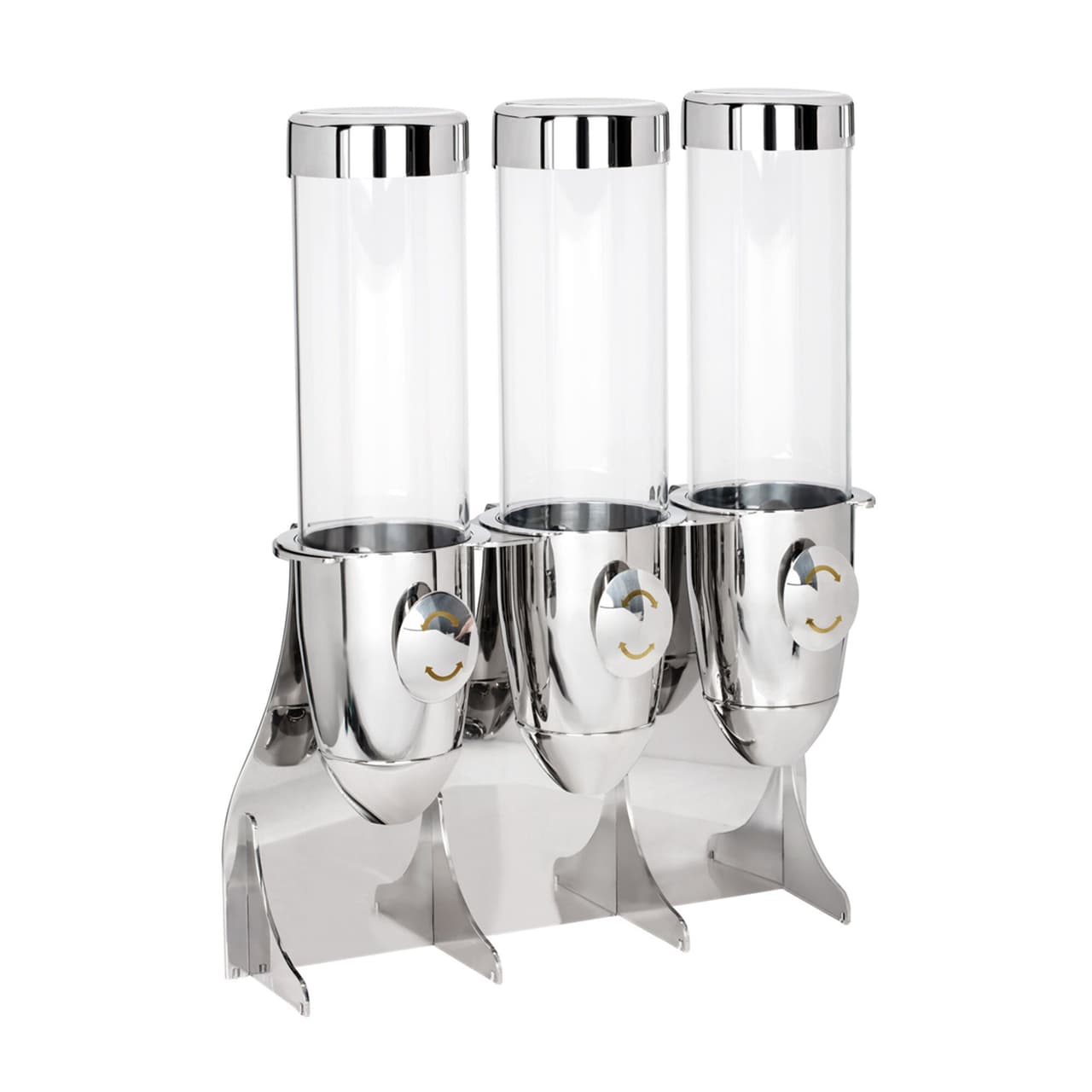 Muesli & cornflakes dispenser - triple -Ø 115mm - chrome - revolving dispenser