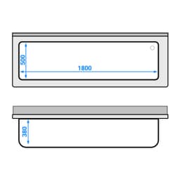 Mycí stůl Premium - 2000x700mm - se spodní policí a  1 dřezem