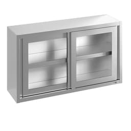 Stainless steel wall cabinet - 1200x400mm - with sliding glass door - 800mm high