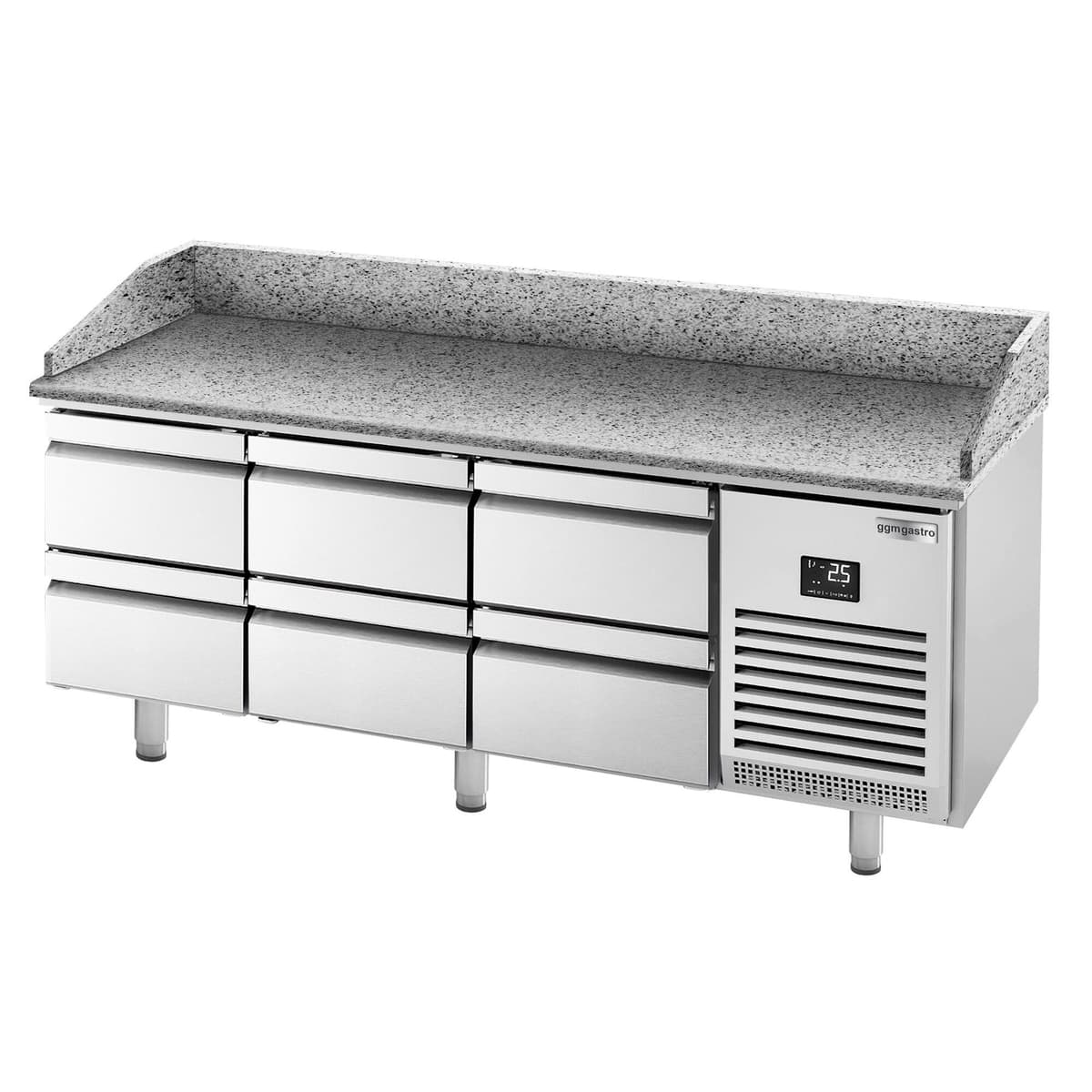 Pizza preparation table  Premium PLUS- 1980x700mm - with 6 drawers