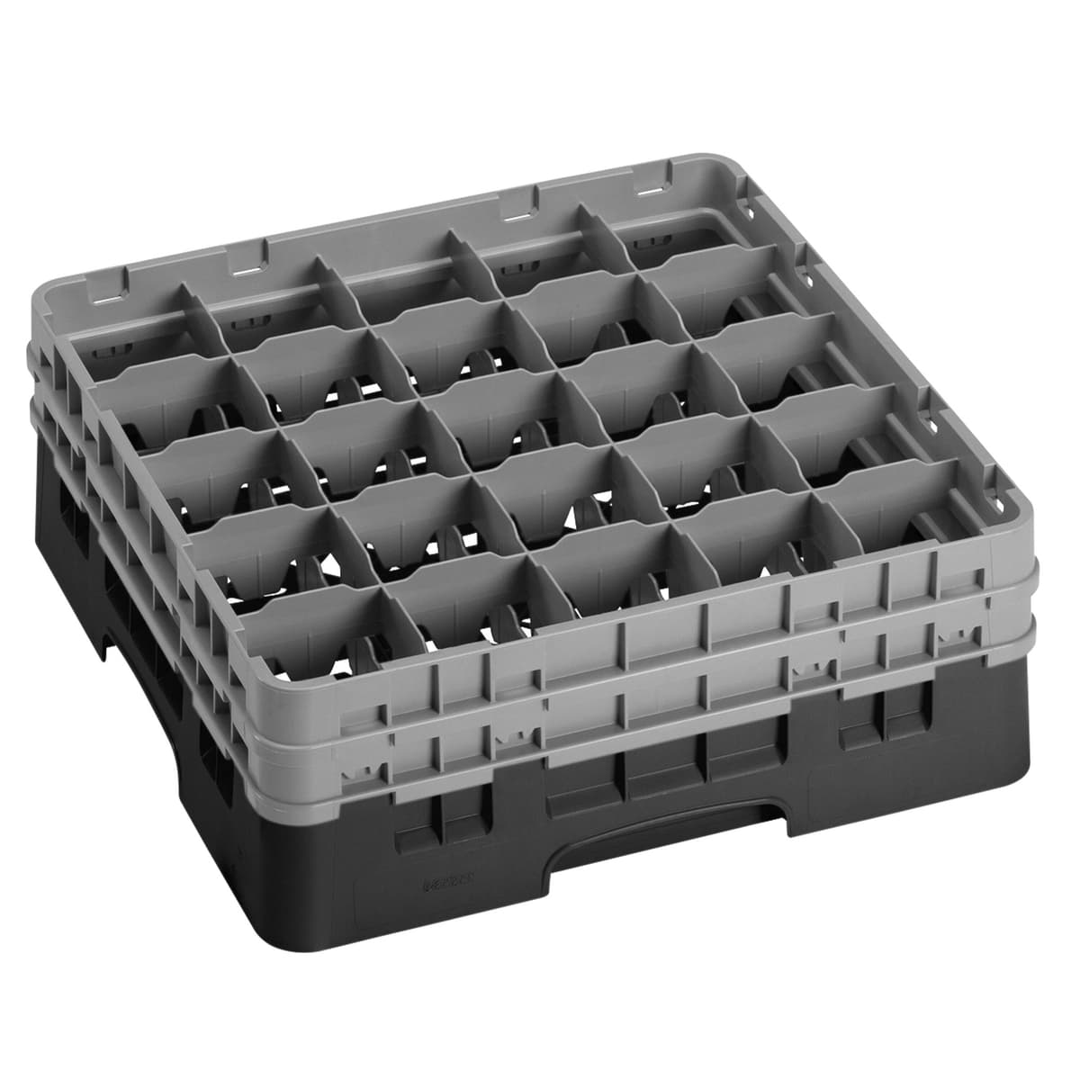 CAMBRO | CAMRACK® - Koš na sklo 1/1 se 2 nástavci - 500x500mm - 25 přihrádek - černý