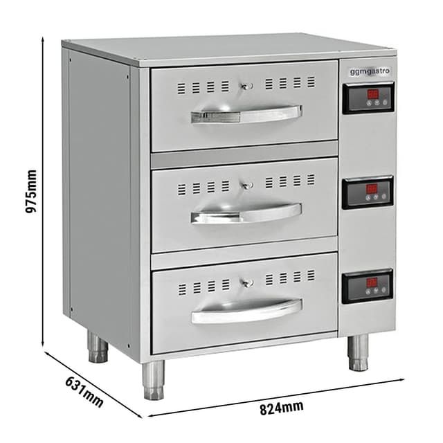 Wärmeschrank - 824mm - 3 Schubladen