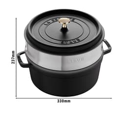 STAUB | LA COCOTTE - Kokotka s napařovací vložkou - Ø 240 mm - litina - černá