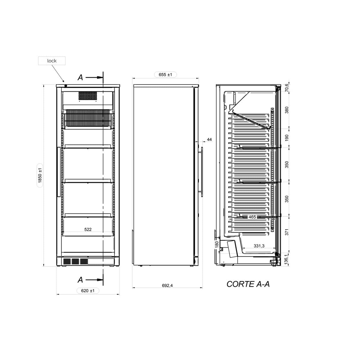 Lednice na víno - 400L - s 1 skleněnými dveřmi