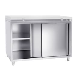 Stainless steel work cabinet PREMIUM - 1400x700mm - with sliding door without backsplash incl. cutting plate